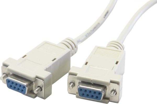 Serial null modem cable, f/f, 9 pin, 2 m